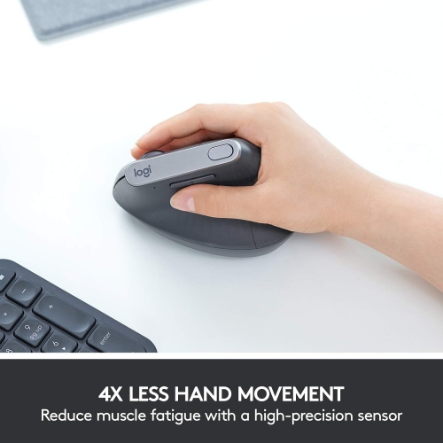 Refurbished- Logitech MX Vertical Wireless Mouse – Advanced Ergonomic Design Reduces Muscle Strain, Graphite