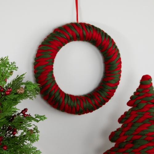 Twisted Yarn Plush Christmas Wreath - 13.5" - Unlit