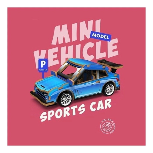 Mini Model Vehicle Sports Car 3D Wood Puzzle | Pull Back Gear Box | 22 Pieces | Ages 6+