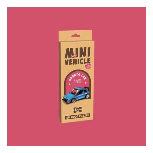 Mini Model Vehicle Sports Car 3D Wood Puzzle | Pull Back Gear Box | 22 Pieces | Ages 6+