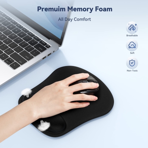 Mouse Pad with Wrist Support Ergonomic Gaming Mouse Pad Pain Relief Portable Comfortable Mousepad for Computer Laptop Office Home and Travel Non-Slip