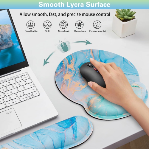 3-in-1 Mouse Pad with Wrist Rest Set,Wrist Support Mouse Pad+Keyboard Gel Wrist Rest+Cup Pad,Ergonomic Mouse Pad,Relieving Wrist Pain,Non-Slip