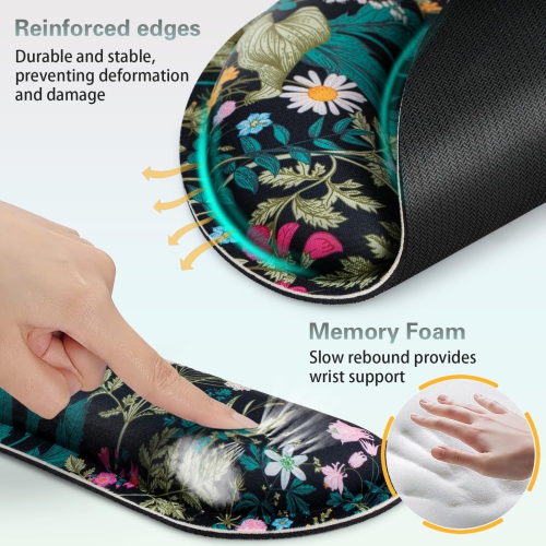 Mouse Pad with Wrist Rest Set,3-in-1 Wrist Support Mouse Pad Set,Gaming Mouse Pad with Anti-Skid Base,Ergonomic Mouse Pad,Memory Foam Keyboard Gel