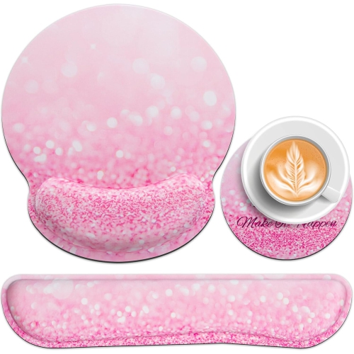 Mouse Pad with Wrist Rest Set, 3-in-1 Wrist Support Mouse Pad Set,Gaming Mouse Pad with Anti-Skid Base,Ergonomic Mouse Pad,Memory Foam Keyboard Gel