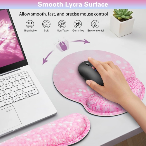 Mouse Pad with Wrist Rest Set, 3-in-1 Wrist Support Mouse Pad Set,Gaming Mouse Pad with Anti-Skid Base,Ergonomic Mouse Pad,Memory Foam Keyboard Gel