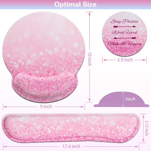 Mouse Pad with Wrist Rest Set, 3-in-1 Wrist Support Mouse Pad Set,Gaming Mouse Pad with Anti-Skid Base,Ergonomic Mouse Pad,Memory Foam Keyboard Gel