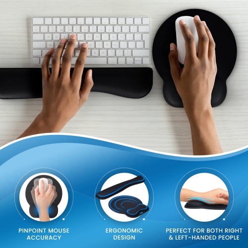 Wrist Rest with Ergonomic Mouse Pad - Memory Foam Desk Cushion for Carpal Tunnel by Everlasting Comfort