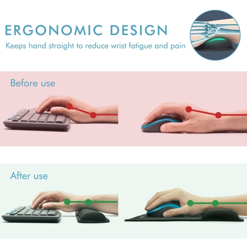 Premium Keyboard Wrist Rest and Mouse Pad Wrist Support, Ergonomic Memory Foam Set for Office, Laptop, Mac, Computer and Gaming, Comfortable Typing