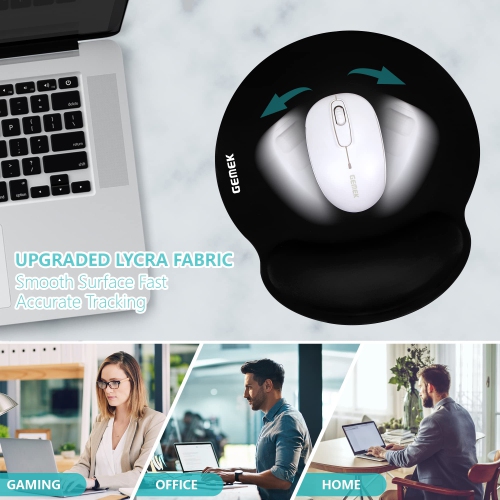 Mouse Pad with Wrist Support 2 PackErgonomic Memory Foam Gaming Mouse Pad, Lycra Cloth and Non-Slip Rubber Base Mousepad Wrist Rest Mat