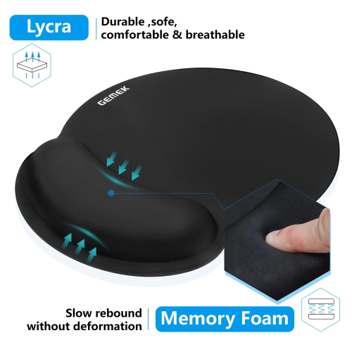 Mouse Pad with Wrist Support 2 PackErgonomic Memory Foam Gaming Mouse Pad, Lycra Cloth and Non-Slip Rubber Base Mousepad Wrist Rest Mat