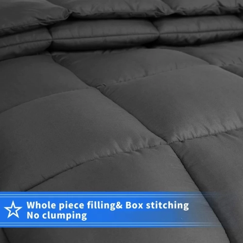 All Season King Size Grey Down Alternative Comforter Set - 3 Pieces, Cooling Blanket, Soft Quilted Duvet Insert with 8 Corner Tabs, Machine Washable (