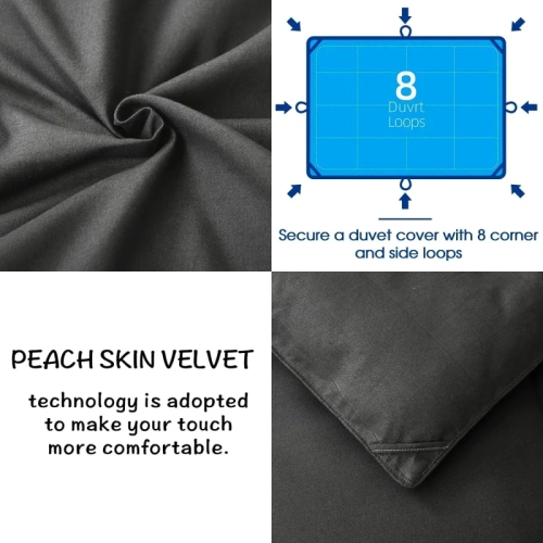 All Season King Size Grey Down Alternative Comforter Set - 3 Pieces, Cooling Blanket, Soft Quilted Duvet Insert with 8 Corner Tabs, Machine Washable (