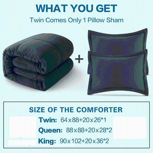 All Season King Size Grey Down Alternative Comforter Set - 3 Pieces, Cooling Blanket, Soft Quilted Duvet Insert with 8 Corner Tabs, Machine Washable (