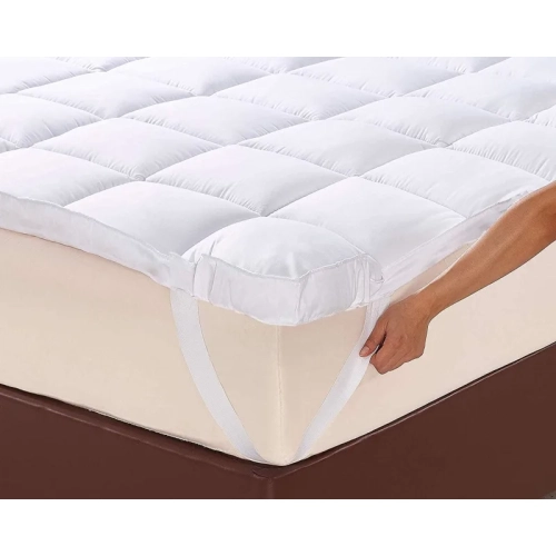 Surmatelas de 2 po à gousset pour lit simple - 39x75 po en duvet synthétique, protège-jupe matelassé, rehausseur de matelas