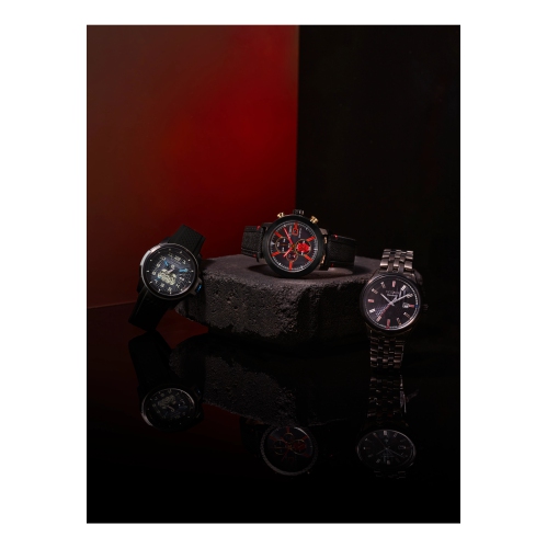 Montre pour homme à éco-conduite japonaise Darth Maul 44 mm de Star Wars, boîtier en inox noir, bracelet en cuir et bracelet en cuir avec cadran