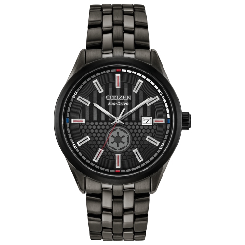Image 1 of 10.. Star Wars Mens Darth Vader Returns Japanese Eco-Drive Watch 41mm Black Stainless Steel Case and Bracelet with Black Dial