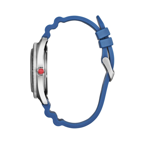 Montre pour homme-Man japonais Eco-Drive 43&nbsp;mm boîtier inox argenté bracelet polyuréthane bleu avec cadran bleu de Marvel