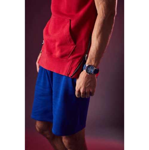 Montre pour homme-Man japonais Eco-Drive 43&nbsp;mm boîtier inox argenté bracelet polyuréthane bleu avec cadran bleu de Marvel