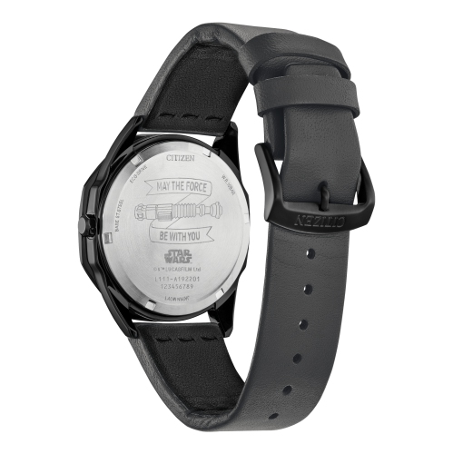 Montre pour hommes à éco-conduite japonaise, 41 mm cadran noir, boîtier inox noir, cadran noir, Maître Jedi Star Wars