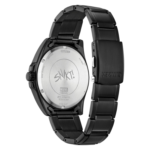 Marvel Mens Wolverine Japanese Eco-Drive Watch 43mm Black Stainless Steel Case and Bracelet with Blue Dial