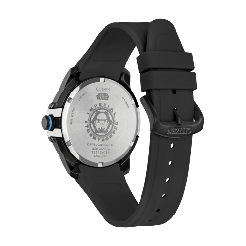 Montre pour homme à éco-conduite impériale japonaise, Stormtrooper, 44 mm, boîtier inox noir, bracelet polyuréthane, cadran noir