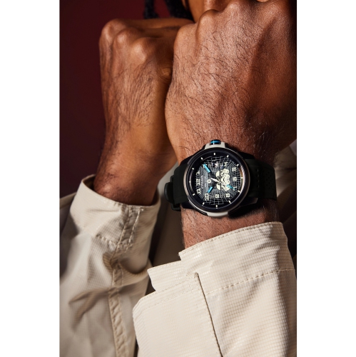 Montre pour homme à éco-conduite impériale japonaise, Stormtrooper, 44 mm, boîtier inox noir, bracelet polyuréthane, cadran noir