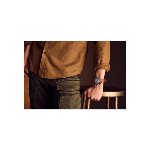 Marvel Mens Avengers Japanese Eco-Drive Watch 42mm Silver-Tone Stainless Steel Case Brown Leather Strap with Black Dial