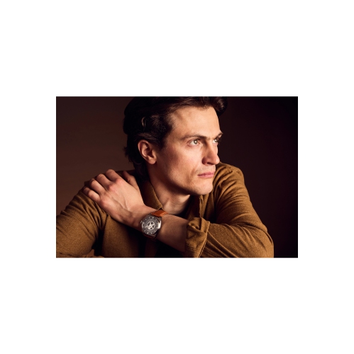 Marvel Mens Avengers Japanese Eco-Drive Watch 42mm Silver-Tone Stainless Steel Case Brown Leather Strap with Black Dial