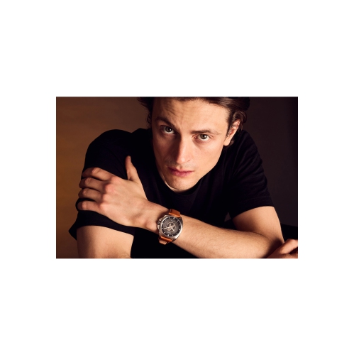 Marvel Mens Avengers Japanese Eco-Drive Watch 42mm Silver-Tone Stainless Steel Case Brown Leather Strap with Black Dial