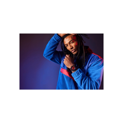 Montre homme Miles Morales japonaise Eco-Drive 42 mm bracelet cuir inox noir et cadran noir Marvel