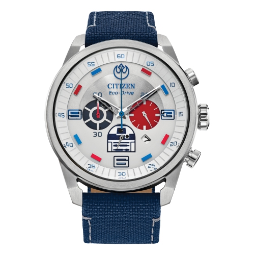 CITIZEN STAR WARS  Star Wars Mens R2-D2 Japanese Eco-Drive Watch 45MM Silver-Tone Stainless Steel Case Cordura® Strap \w Silver-Tone Dial (Ca4219-03W)
