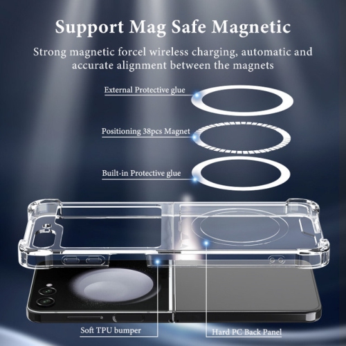 [CS] Hybrid Magnetic Wireless Charging MagSafe Case Back Cover for Samsung Galaxy Z Flip 6, Clear