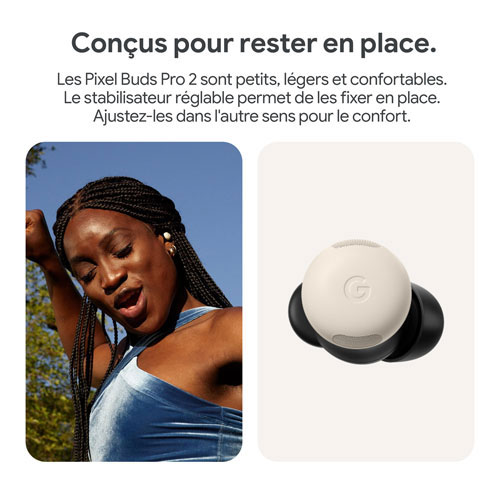 Écouteurs boutons 100 % sans fil à suppression du bruit Pixel Buds Pro 2 de Google - Porcelaine