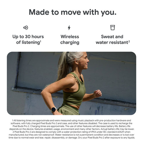 Écouteurs boutons 100 % sans fil à suppression du bruit Pixel Buds Pro 2 de Google - Vert lichen