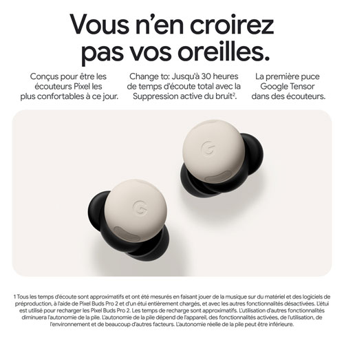 Écouteurs boutons 100 % sans fil à suppression du bruit Pixel Buds Pro 2 de Google - Vert lichen