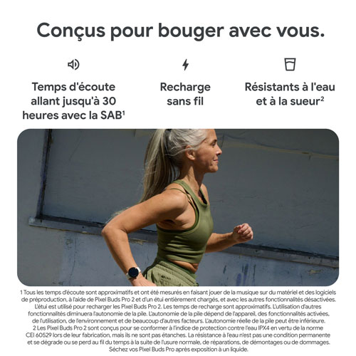 Écouteurs boutons 100 % sans fil à suppression du bruit Pixel Buds Pro 2 de Google - Rose pivoine