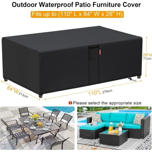 Waterproof Patio Furniture Covers - Heavy Duty 420D Fabric for Outdoor Dining & Coffee Tables