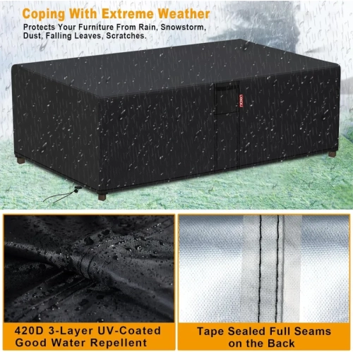 Waterproof Patio Furniture Covers - Heavy Duty 420D Fabric for Outdoor Dining & Coffee Tables