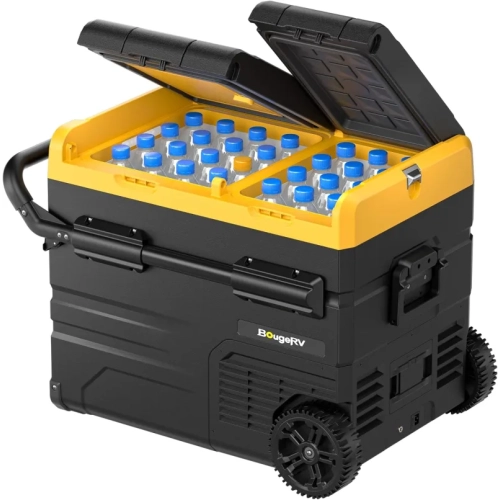 12 Volt Dual Zone Car Refrigerator - Portable Freezer Fridge with APP Control, CRD45 Upgrade, 12V/24V DC & 110-240V AC for Truck, Van, RV, Camper,