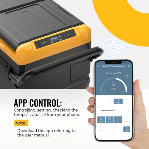 12 Volt Dual Zone Car Refrigerator - Portable Freezer Fridge with APP Control, CRD45 Upgrade, 12V/24V DC & 110-240V AC for Truck, Van, RV, Camper,