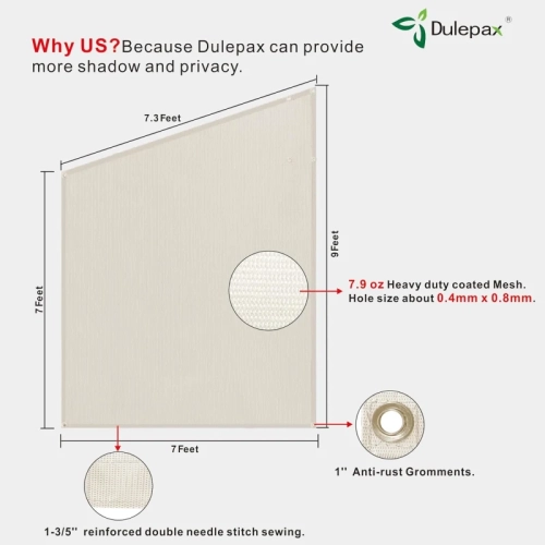 Second Generation Dulepax RV Awning Side Shade - 9'X7' Screen for Improved Shade and Privacy, Universal Fit