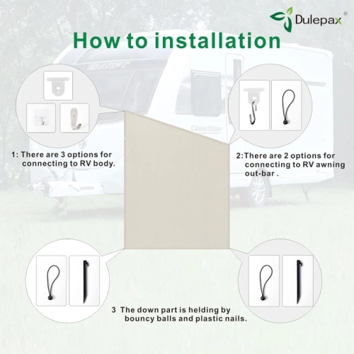Second Generation Dulepax RV Awning Side Shade - 9'X7' Screen for Improved Shade and Privacy, Universal Fit