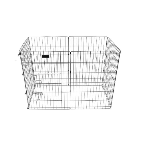 FOLDABLE METAL DOG E  Xercise Pen/pet Playpen W/door, 24 Inch W X 36 Inch H, 6 Panels In Black