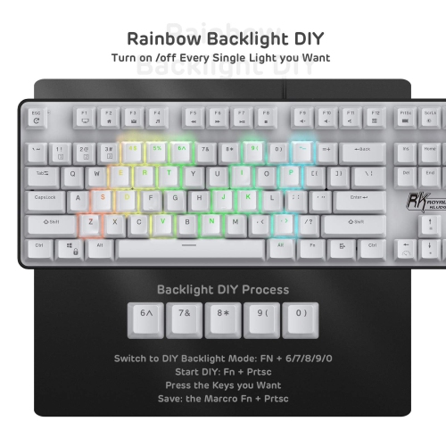 RK ROYAL KLUDGE RK920 Full Size Mechanical Keyboard, Rainbow Backlit Gaming Keyboard, 104 Keys Wired Mechanical Keyboard