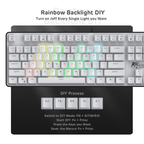 RK ROYAL KLUDGE RK920 Full Size Mechanical Keyboard, Rainbow Backlit Gaming Keyboard, 104 Keys Wired Mechanical Keyboard