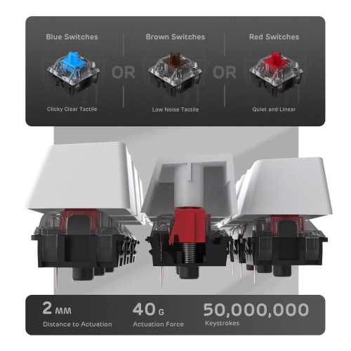 RK ROYAL KLUDGE RK920 Full Size Mechanical Keyboard, Rainbow Backlit Gaming Keyboard, 104 Keys Wired Mechanical Keyboard