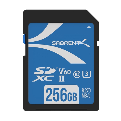 SABRENT  Sd Card 256GB V60, Sdxc Card Uhs-Ii, Memory Card Sdhc, Class 10, U3, Full HD & 8K Uhd Card, 270Mb/s