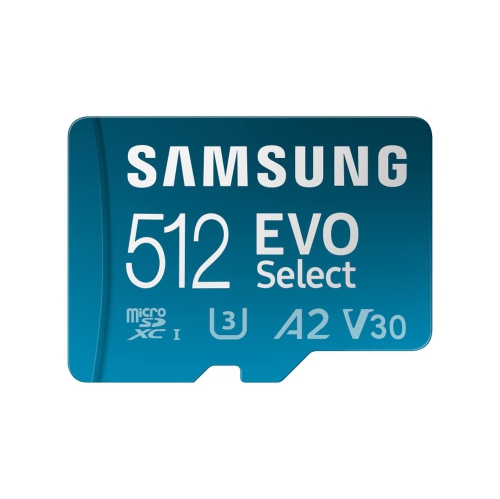 SAMSUNG  Evo Select Micro Sd-Memory-Card + Adapter, 512GB Microsdxc 130Mb/s Full HD & 4K Uhd, Uhs-I, U3, A2, V30 Samsung SD memory cards for the WIN!