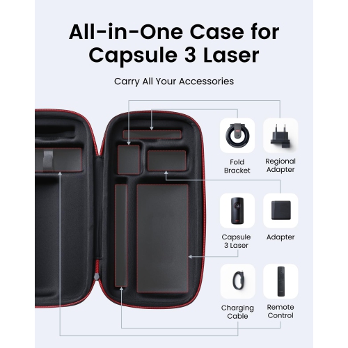 NEBULA Capsule 3 laser - Étui de voyage tout-en-un officiel, personnalisé pour Capsule 3 laser, adaptateur, télécommande