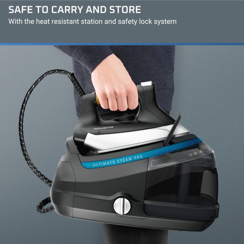 Rowenta Ultimate Steam Pro Stainless Steel Soleplate Professional 1800W Steam Iron Station with 44 Ounce